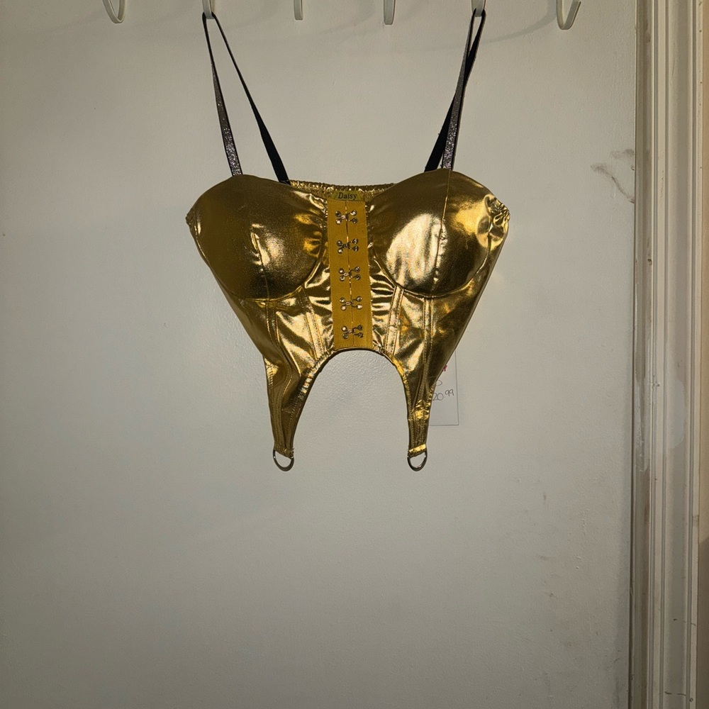 Gold Metallic Bustier Top